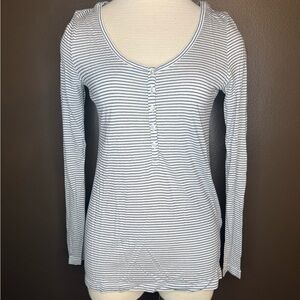 Banana Republic Black and White Striped Long Sleeve Tee